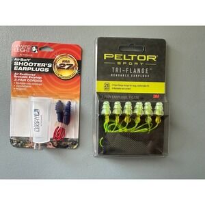 Howard Leight AirSoft & Peltor Sport Tri-Flange Reusable Corded Earplugs Bundle